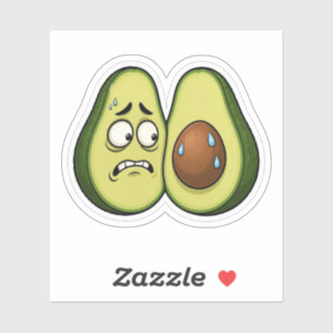 Nervous Avocado Halves Sticker