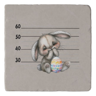Nervous Bunny Police Lineup Trivet