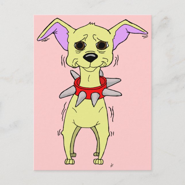 Nervous Chihuahua Cartoon Postcard (Front)
