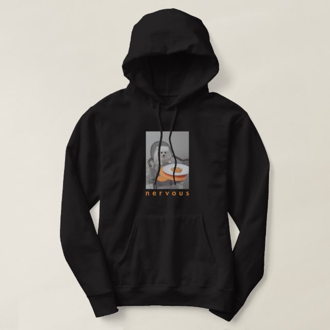 Nervous Dinner with White Dog  Hoodie (Design Front)