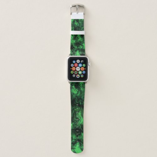 Nervous Energy Grungy Abstract Art Green And Black Apple Watch Band