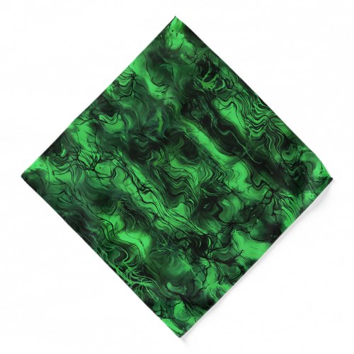 Nervous Energy Grungy Abstract Art Green And Black Bandana