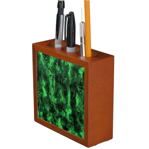 Nervous Energy Grungy Abstract Art Green And Black Desk Organizer