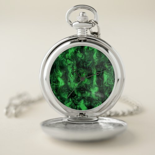 Nervous Energy Grungy Abstract Art Green And Black Pocket Watch