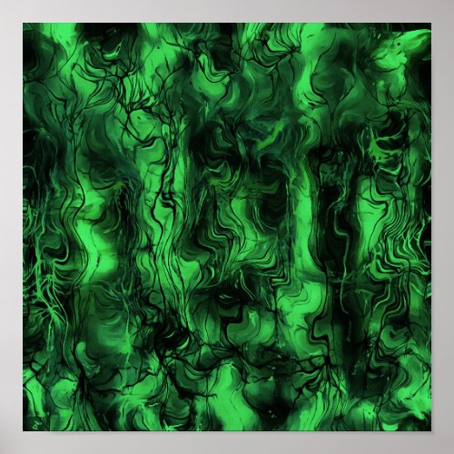 Nervous Energy Grungy Abstract Art Green And Black Poster
