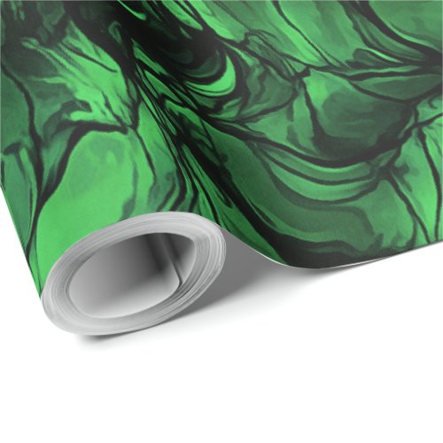 Nervous Energy Grungy Abstract Art Green And Black Wrapping Paper