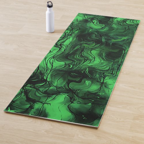 Nervous Energy Grungy Abstract Art Green And Black Yoga Mat