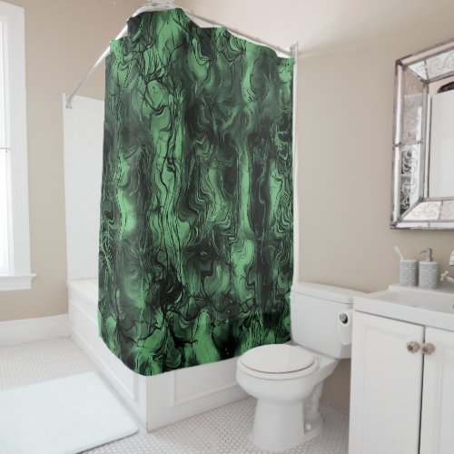 Nervous Energy Grungy Abstract Art Green Ash Shower Curtain