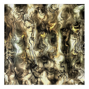 Nervous Energy Grungy Abstract Art In Yellow and G