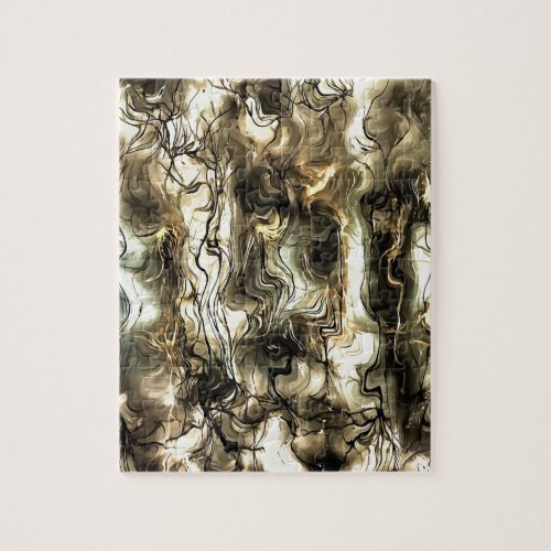 Nervous Energy Grungy Abstract Art In Yellow and G Jigsaw Puzzle