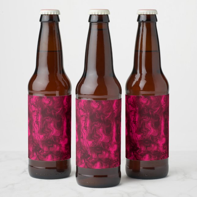 Nervous Energy Grungy Abstract Art Raspberry Rust. Beer Bottle Label (Bottles)