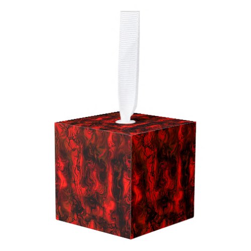 Nervous Energy Grungy Abstract Art  Red And Black Cube Ornament