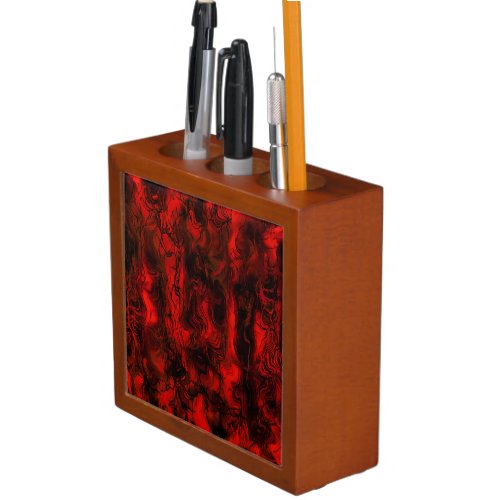 Nervous Energy Grungy Abstract Art  Red And Black Desk Organizer