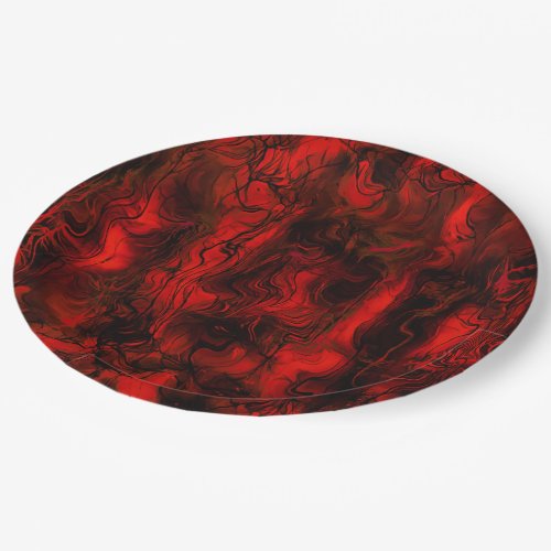 Nervous Energy Grungy Abstract Art  Red And Black Paper Plates