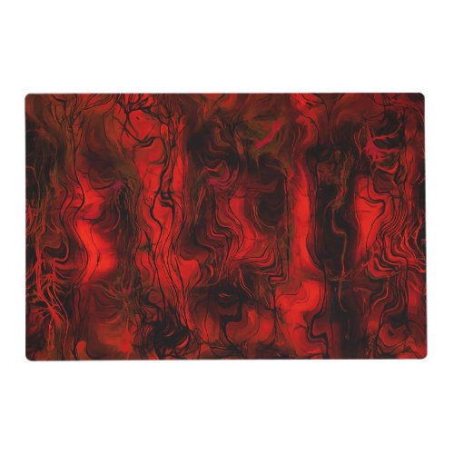 Nervous Energy Grungy Abstract Art  Red And Black Placemat