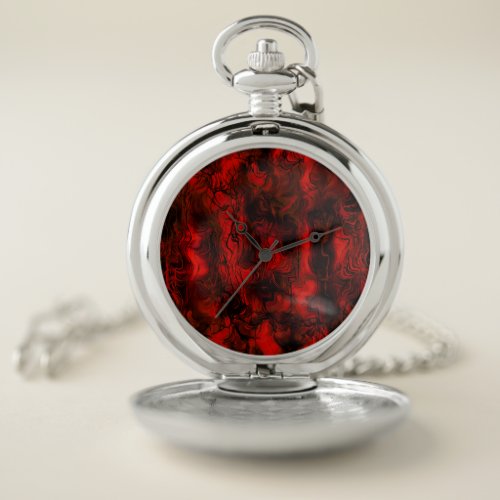 Nervous Energy Grungy Abstract Art  Red And Black Pocket Watch