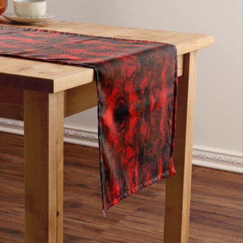 Nervous Energy Grungy Abstract Art  Red And Black Short Table Runner