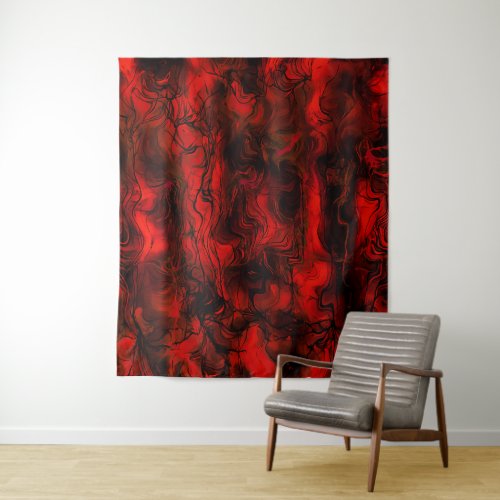Nervous Energy Grungy Abstract Art  Red And Black Tapestry