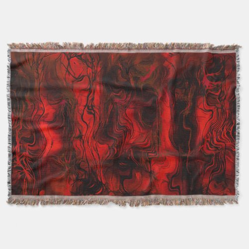 Nervous Energy Grungy Abstract Art  Red And Black Throw Blanket