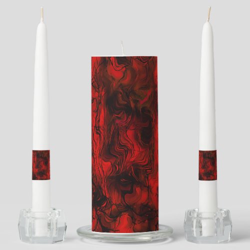 Nervous Energy Grungy Abstract Art  Red And Black Unity Candle Set