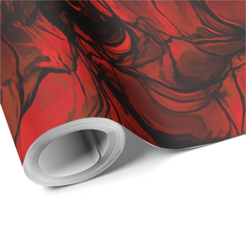 Nervous Energy Grungy Abstract Art  Red And Black Wrapping Paper
