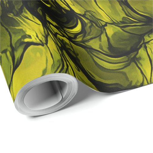 Nervous Energy Grungy Abstract  Black and Yellow Wrapping Paper