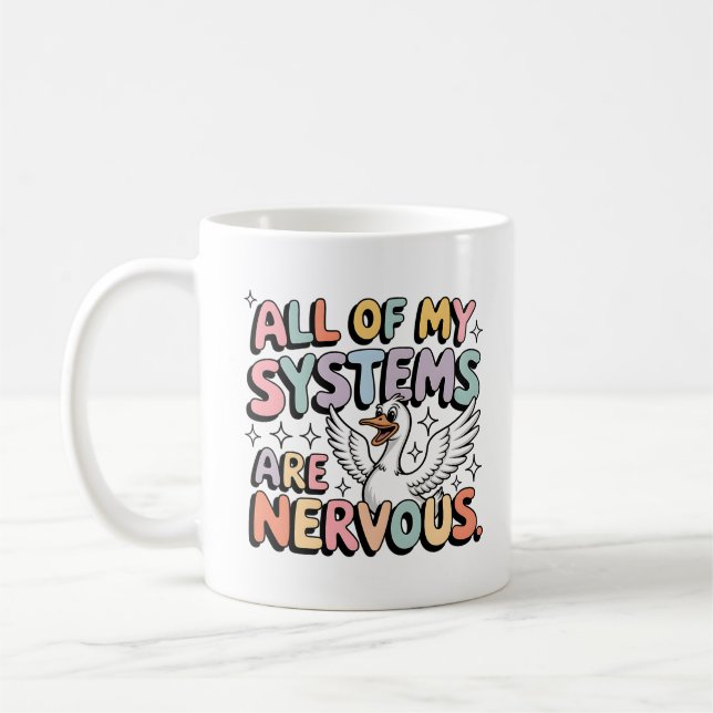 Nervous Goose Mug | Funny Anxiety Coffee Cup (Left)