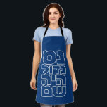 Nes Gadol Haya Sham - Hebrew Dreidel Chanukah Apron<br><div class="desc">Four words for the four letters you find on a dreidel: nun (nes),  gimel (gadol),  hey (haya),  shin (sham),  which stand for,  "A great miracle happened there". 
Simple and striking design for all who love Hebrew typography. Great idea for a Chanukah/Hanukkah gift.</div>