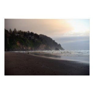 Neskowin Beach, Oregon, Ghost Forest Sunset Photo Print