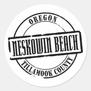Neskowin Beach TItle Classic Round Sticker