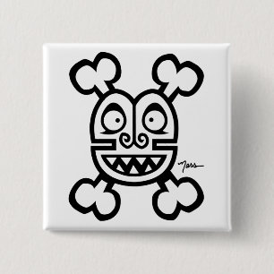 NESS SKULL & BONES LOGO PINBACK BUTTON
