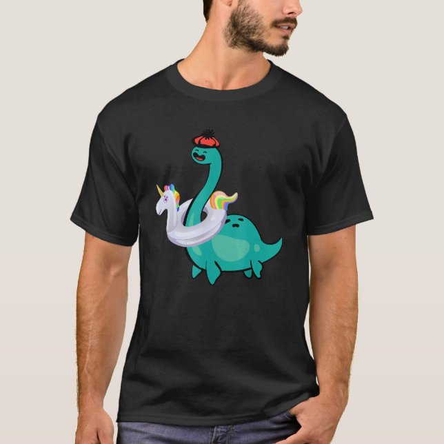 Nessie Unicorn Pool Inflatable Loch Ness Monster T-Shirt (Front)