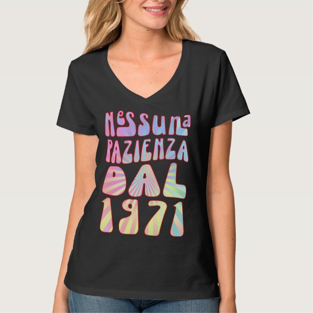 Nessuna Pazienza Dal 1971 52 Ani Compleanno Retrò  T-Shirt (Front)
