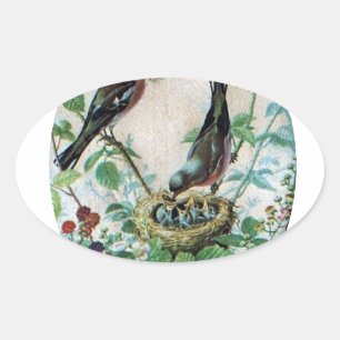 Nest of Joy: Family's Nourishing Young Spirit Love Oval Sticker