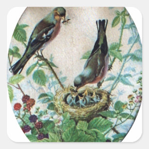 Nest of Joy: Family's Nourishing Young Spirit Love Square Sticker