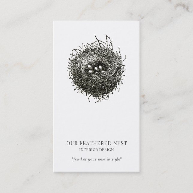 Nest Of Twigs Feathered Nest Interior Design Business Card (Front)