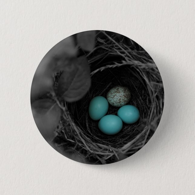 Nest parasitism pinback button (Front)