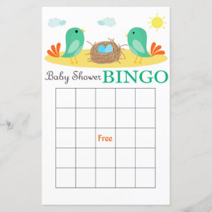 Nest with Egg baby shower bingo card
