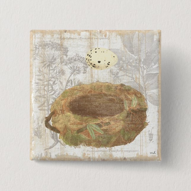 Nest with Speckled Egg Pinback Button (Front)