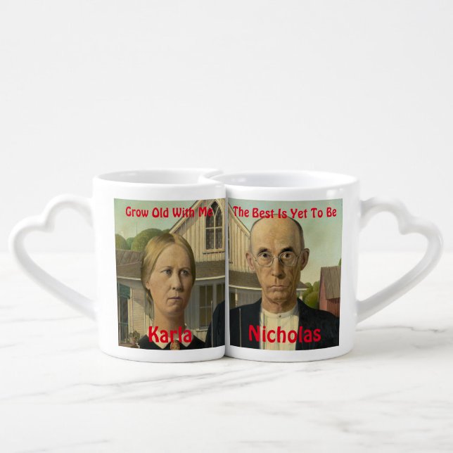 Nested Coffee Mug Set, American Gothic (Back Nesting)