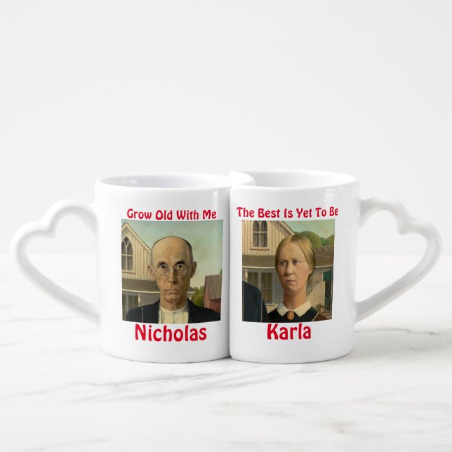 Nested Coffee Mug Set, Personalized Photos & Names (Front Nesting)