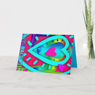 Nested Heart Pop Colors Valentine Greeting Holiday Card