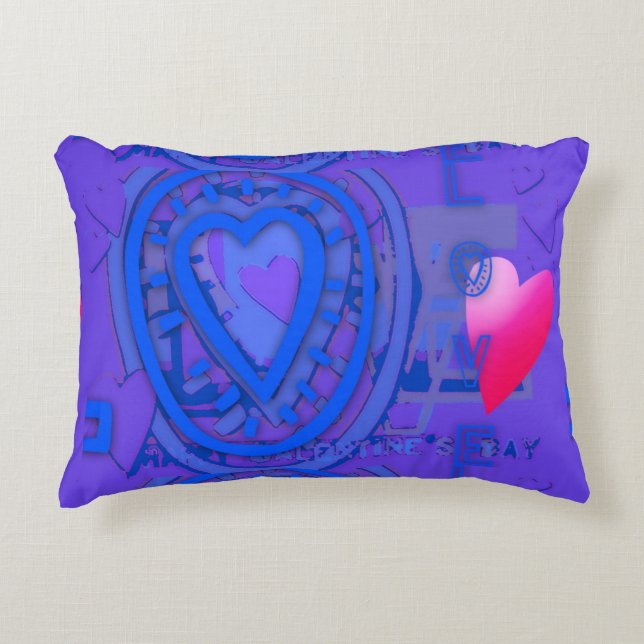 Nested Hearts Valentine's Day Blue Harmony AP Accent Pillow (Front)