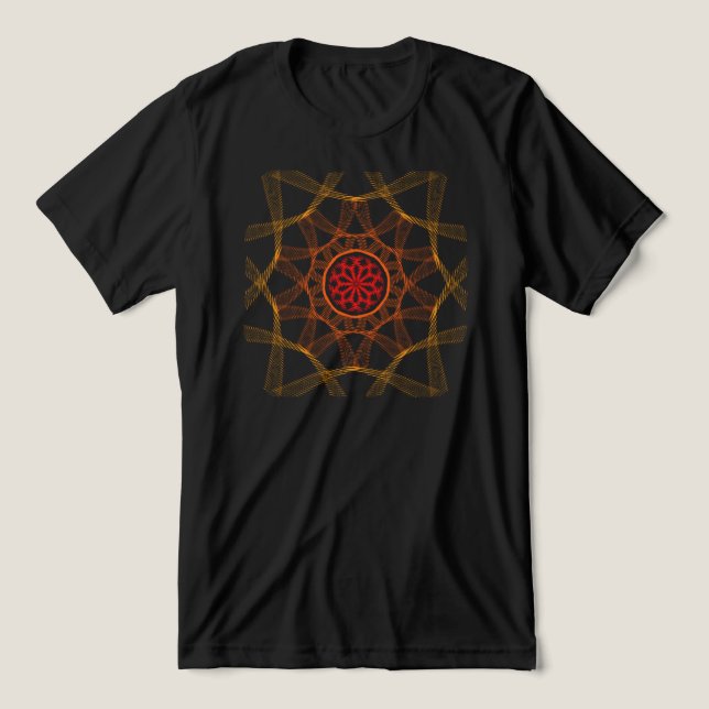 Nested Radial Design with Central Flower Motif Tri-Blend Shirt (Design Front)