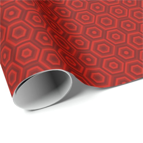 Nested Red Hexagons Wrapping Paper