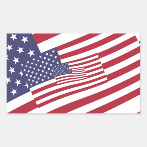 Nested USA Flags Stars and Stripes Rectangular Sticker