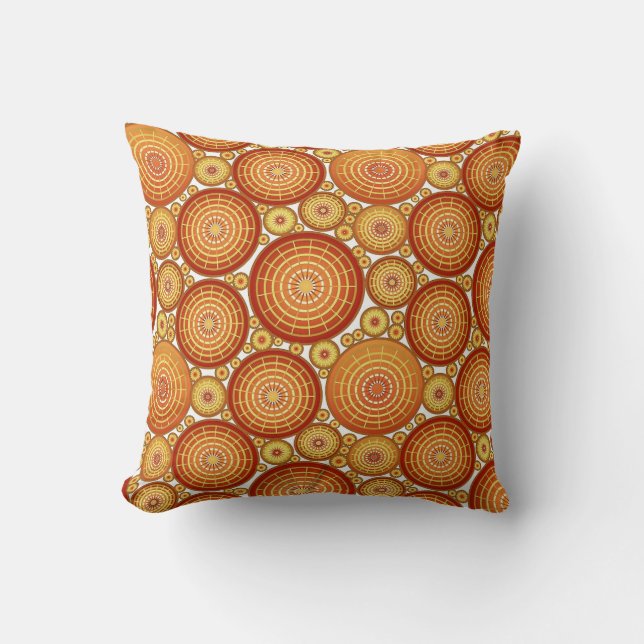 Nested wheels - copper and gold throw pillow (Front)