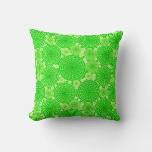Nested wheels - lime green throw pillow