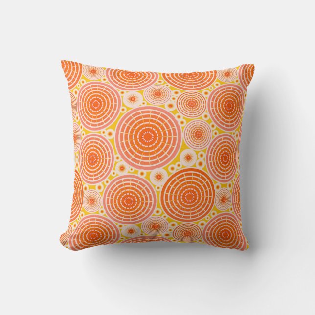 Nested wheels - orange and gold throw pillow (Front)