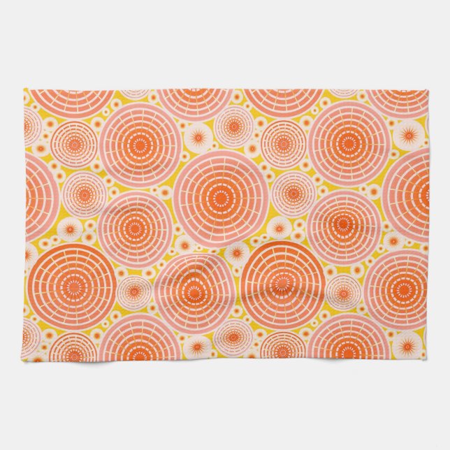 Nested wheels - orange and gold towel (Horizontal)
